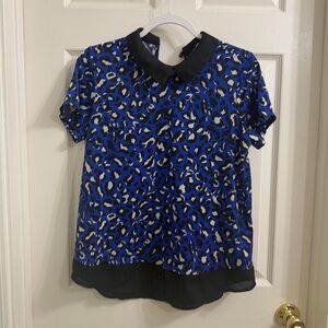 Blue leopard blouse